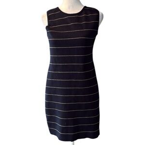 Theory Womens‎ Striped Sleeveless Fitted Dress in Wool Navy Small